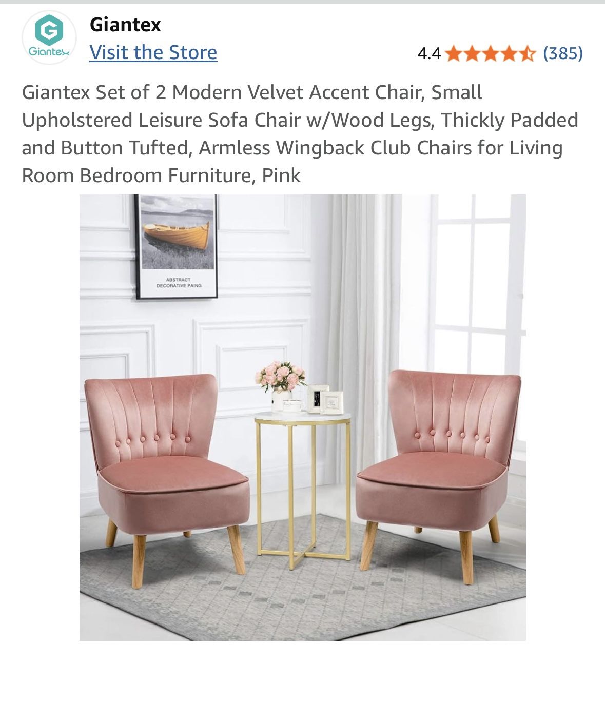 Price Pink Velvet Accent Chairs - Main Image