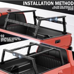 New in the box AdjustableOverland 16-24.8" High Truck Bed Racks with 2 Led Light Compatible with F150/ Ranger/Ram/Silverado/Sierra/Tacoma/ Tundra/Glad