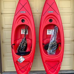 Set of 2 Lightweight 8ft Kayaks with built-in Cup Holder - Paddles Included
