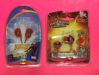 2 NEW POWER RANGERS SPIDERMAN EARBUDS EARPHONE ** More COOL Items here ...