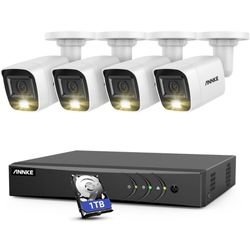 8CH 3K Lite AI DVR with Human/Vehicle Detection, H.265+ Surveillance Security Camera System with Audio and 4pcs 1080P Security Cameras with Dual Light