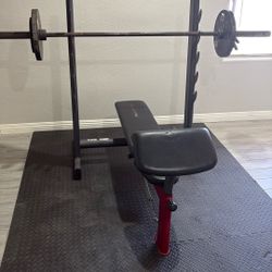 Weight Bench with olympic Bar and weights  ( Weider Pro) 