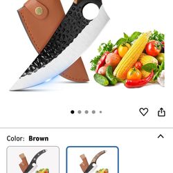 Butcher Knife Hand Forged Boning Knife with Sheath Viking Style, High Carbon Steel Japanese Chef Knife Meat Cleaver Knife for Kitchen, Camping, Outdoo