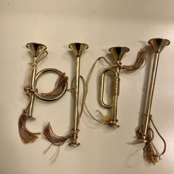 4 gold pipes with gold braid Christmas Holidays - about 12 inches