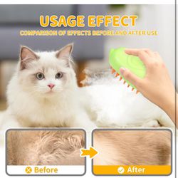 Cat Steam Brush for Shedding Rechargeable Cat Brush with Steam Self Cleaning 3in1 Cat Hair Brush with 2Gears Cat Grooming Brush for Long and Short Hai