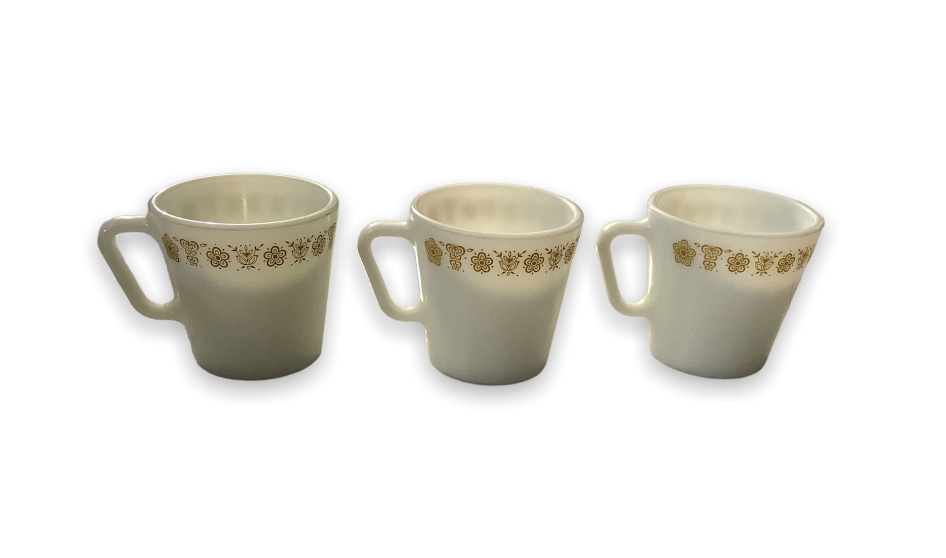Vintage PYREX Butterfly Gold Coffee Cup Mug Milk Glass D Handle #1410 (3)