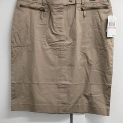 NWT Michael Kors Zip Pkt.Pencil Khaki Skirt Size 10