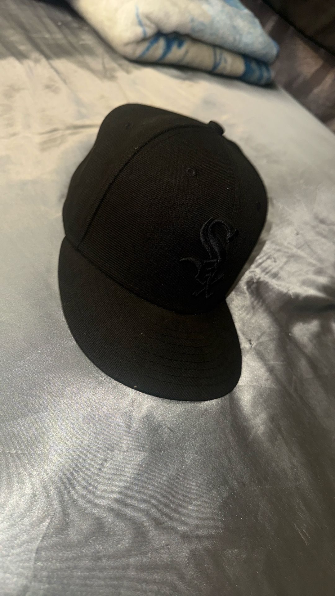 7 1/8 All Black White Sox Fitted Hat 