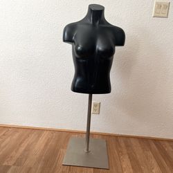 Female Mannequin Torso with Adjustable Height  Metal Base