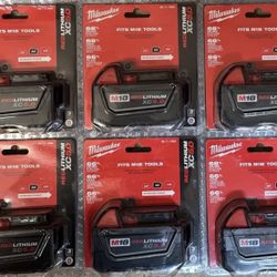 6 Milwaukee M18 18V Lithium-lon XC Extended Capacity Battery Pack 5.0Ah.  Brand NEW.