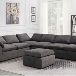 Brand New Dark Grey Contemporary Style Sectional Sofa (Ottoman Sold Separately)