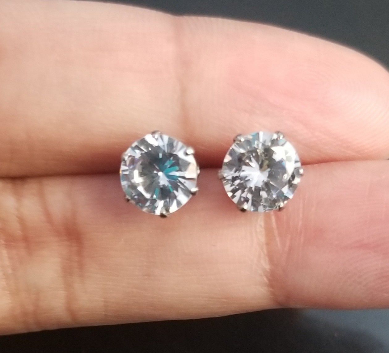 18kt White Gold Filled Simulated Diamond 5mm Stud Earring