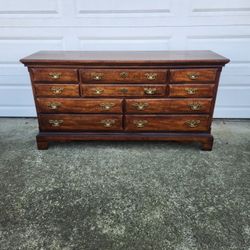 68" Modern Solid Wood Brown Dresser Chest Vintage Antique Bedroom Furniture _ All Drawers Slide Smoothly
