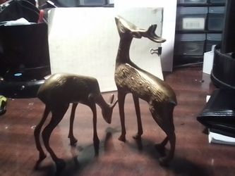 Vintage Solid Brass Deer Figurines (Set Of 2)