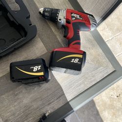 Drill With 2 Batteries And Charger And Box