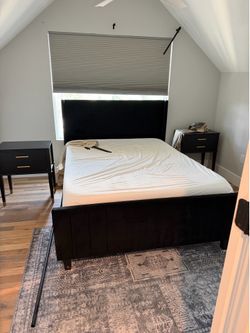 Queen black bed frame.