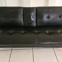 Black Faux Leather Futon Sofa Bed Convertible Modern Up to 3 Seats, 2 Cup Holder P/u Hollywood Florida