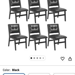 Six Black Leather Dining Chair, Brand New  $300