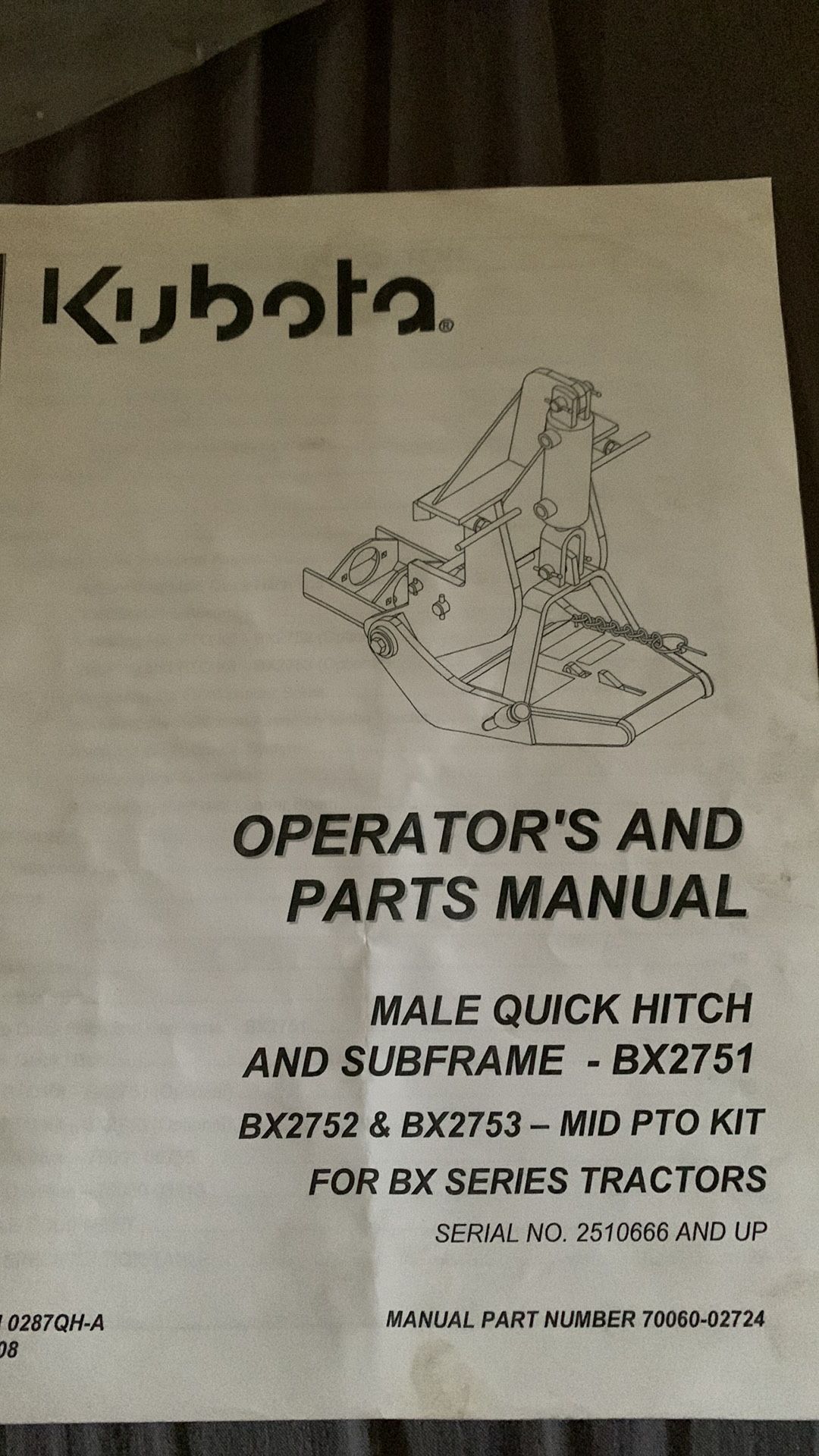 Kubota Bx Front Quick Hitch BX2751 for Sale in Issaquah, WA OfferUp