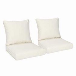 25-in x 25-in 4 -Piece Ivory White Deep seat patio chair cushion