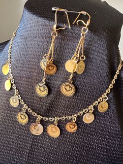 Arabic engraved necklace with earrings