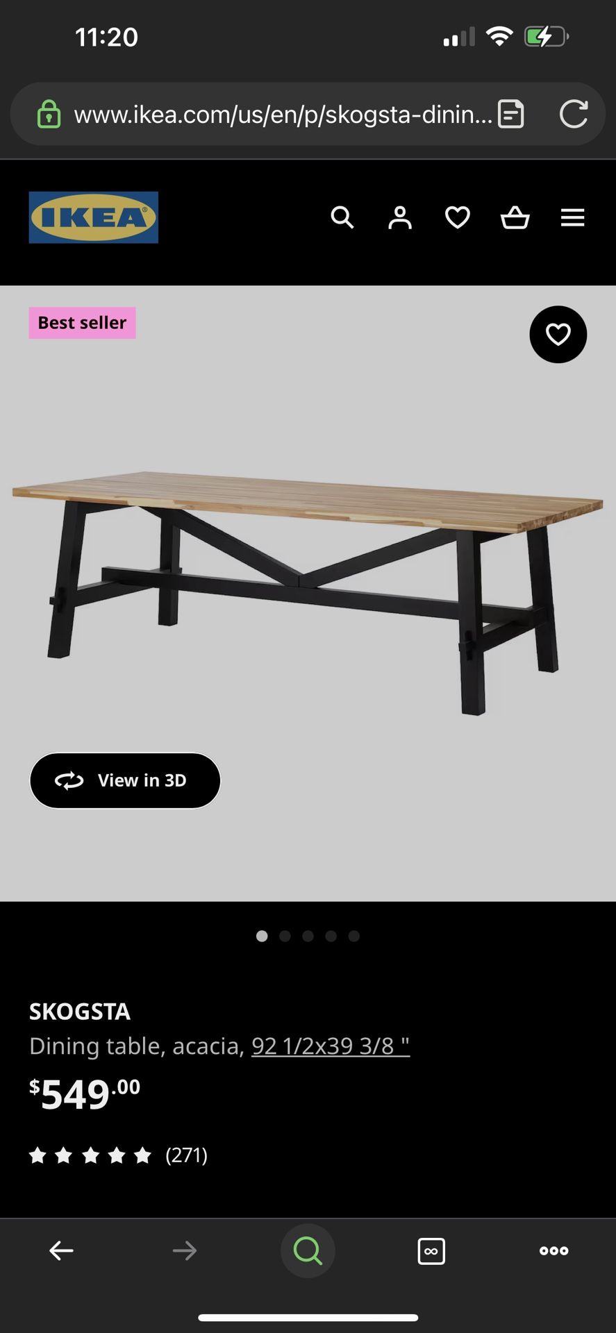 IKEA wooden dining table and bench