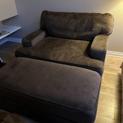 Soft Brown Love Seat + Ottoman