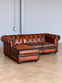 Pottery Barn Leather Chesterfield Roll Arm Sectional