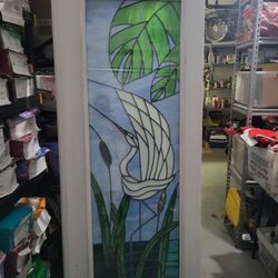 Stained Glass Door Egret Bird Metal
