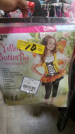 Girls yellow butterfly costume size 4-6
