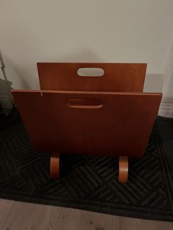 MCM Alvar Aalto Style Bentwood Plywood Magazine Rack Record Holder W style 
