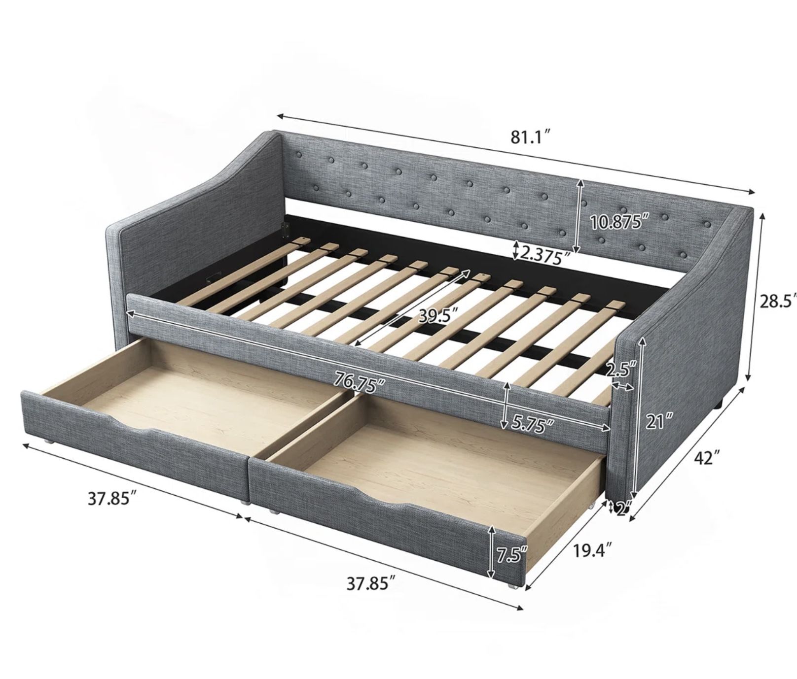 Luxury Tufted Sofa Bed With Drawers For Optimal Comfort NEW in packaging  
