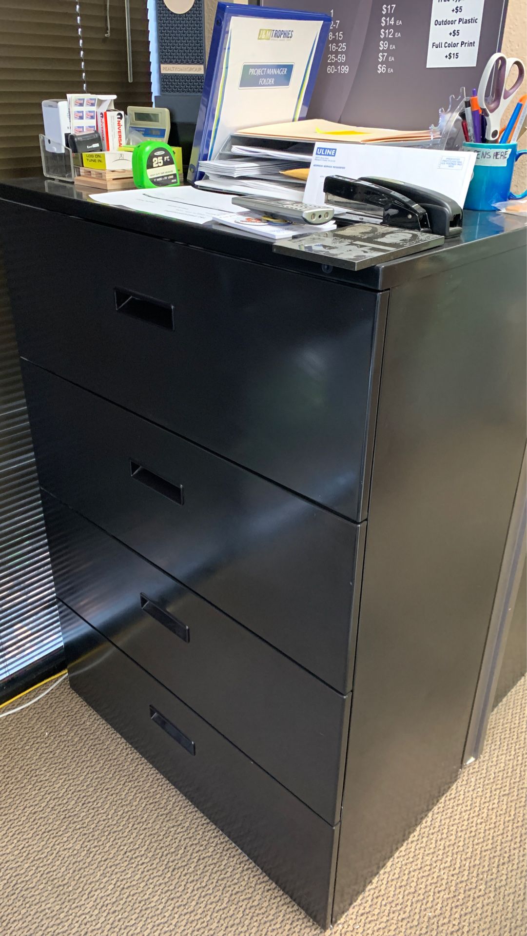 Black 4 shelf file cabinet