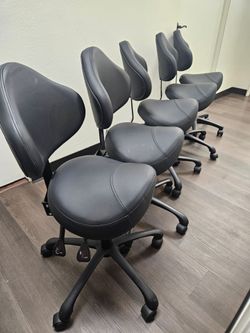 New DR.LOMILOMI Saddle Rolling Stool w/ Backrest – Adjustable – $90