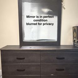 Dark Grey/Brown Wood Dresser with Mirror – Good Used Condition