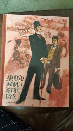 Vintage 1970 Educator Classic Around The World In 80 Days by Jules Verne Hardcover Book
