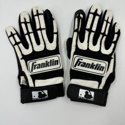  Franklin Sports Adult MLB Pro Classic Batting Gloves, Small,  Pair, Black/Black