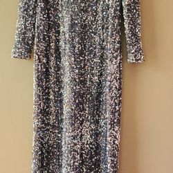 Silver Sequin Evening Dress 