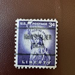 1954 RARE 3 CENT Liberty US Postage Stamp Used, Deep Purple,  3¢