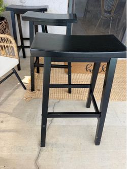 Three Black Bar Stools