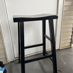 3 Black Wooden Bar Stools