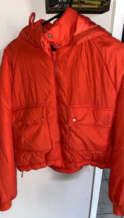 red puffer jacket
