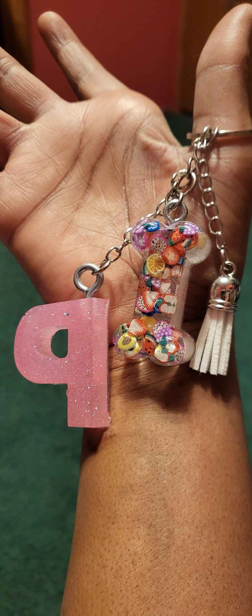 Keychain Dog With Pawn Letter Pink P