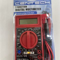 Cen-Tech 7 Function Digital Amp Ohm Volt Meter AC/ DC Voltmeter Multimeter, Red