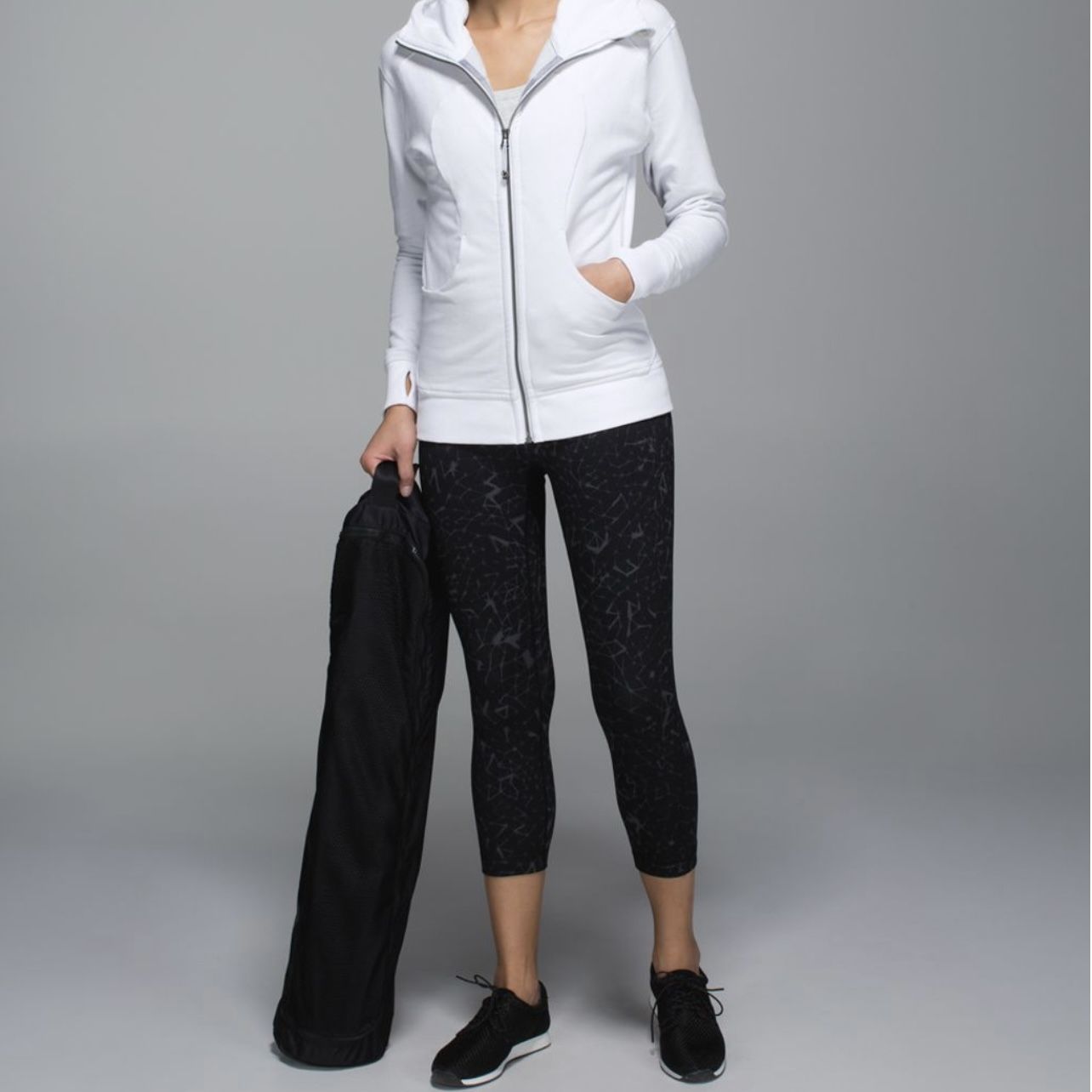 LULULEMON Rare Star Crushed Coal Black Wunder Under Crop II (Roll Down) Leggings