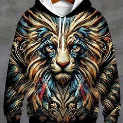 Men's Medium Lion Print Hoodie. Brand New In Bag