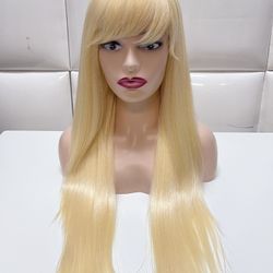 Synthetic Hair Wig-Yelllow Creamy blonde Hair Wig-costume Cosplay Dress Up Halloween -brand New $50- Peluca  Nueva Con Flequillo Rubia