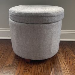 Ottoman Gray And Wood Legs