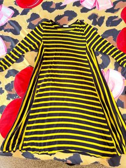 Black and Yellow Striped Long Sleeve Dress