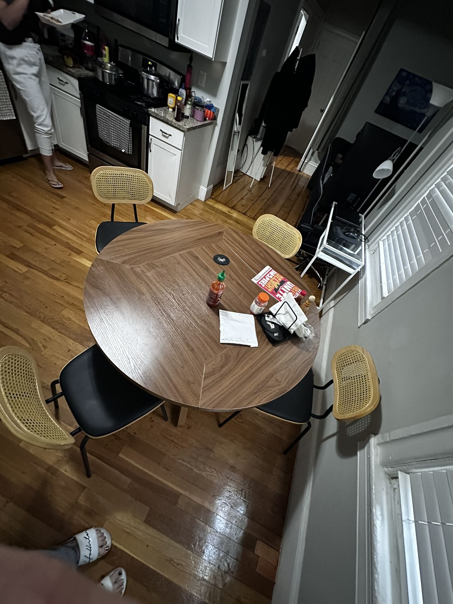 Modern Wood & Metal dining Table-like New